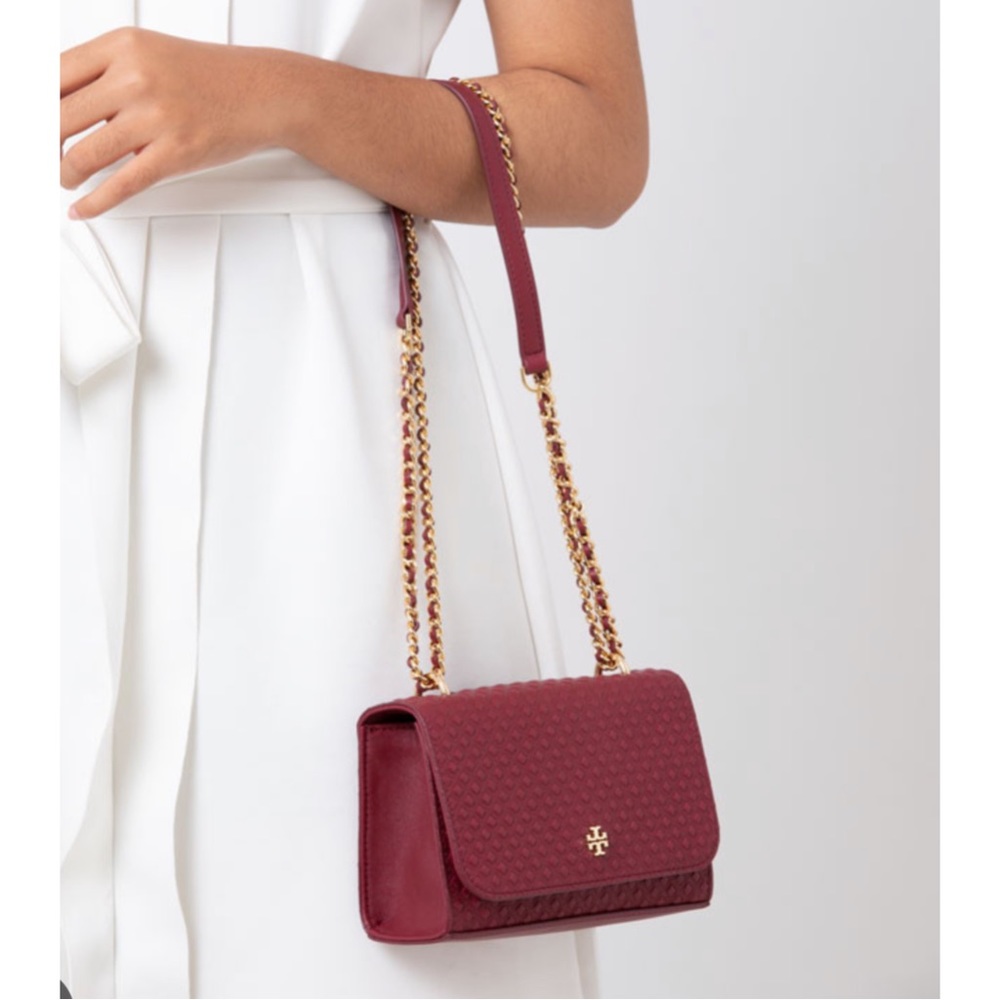Tory Burch Marion Quilted Shrunken Shoulder Bag, Red Agate - Picture 2 of 8